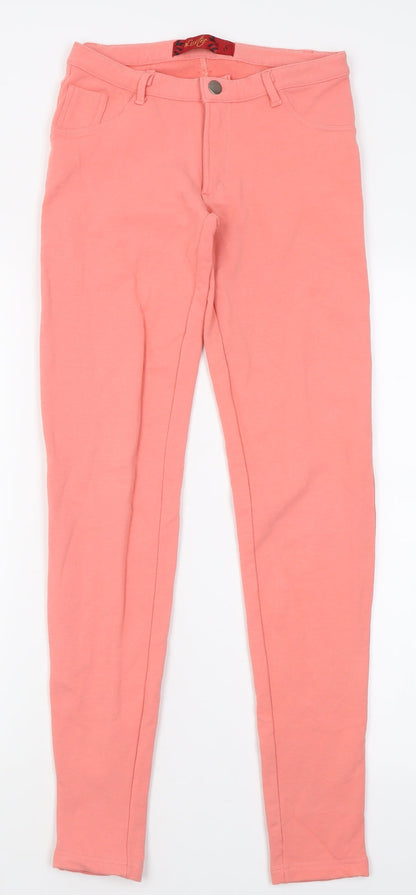 Lustre Womens Pink  Cotton Trousers  Size 8 L30 in Regular Button