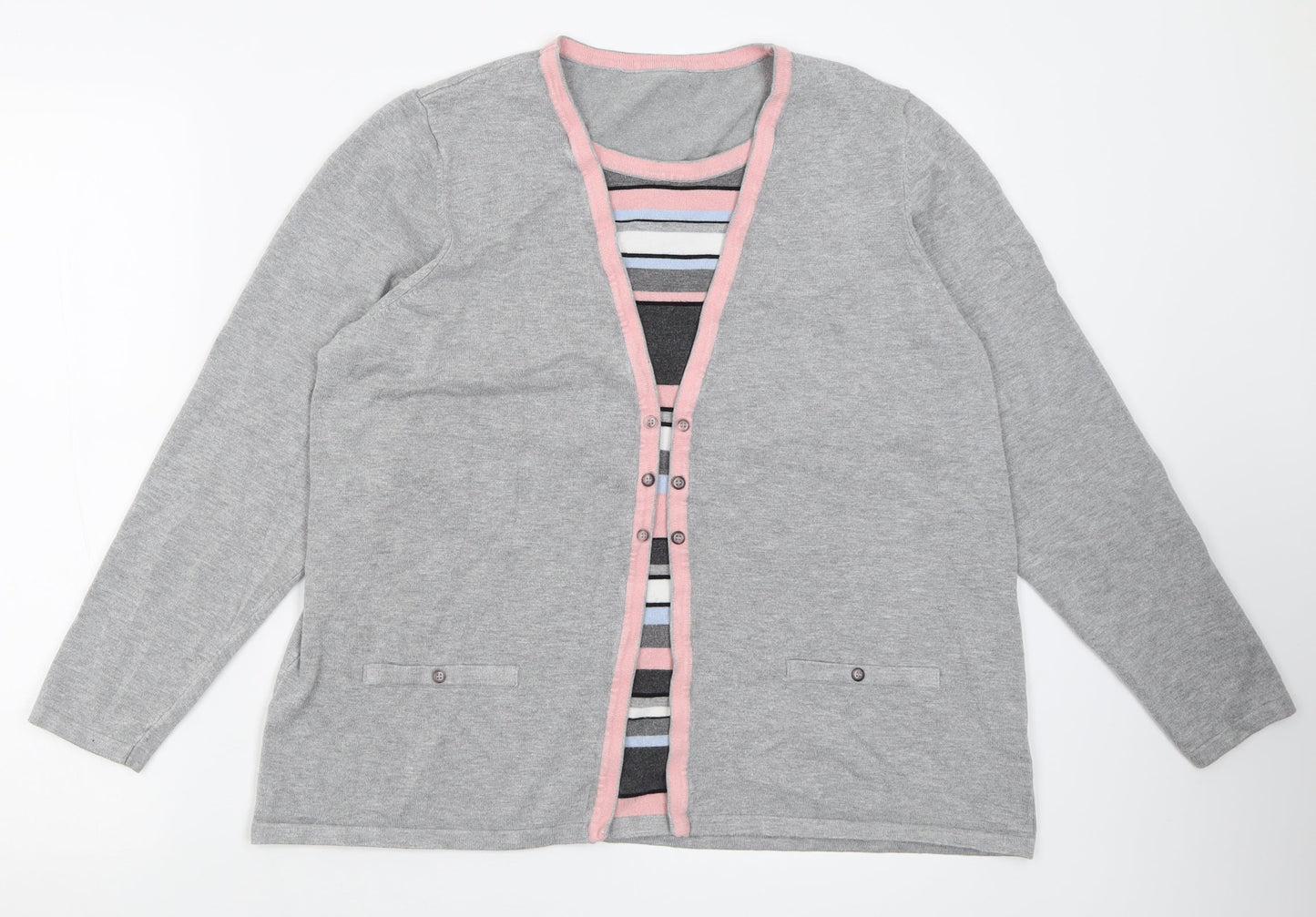 Womens UK Size L Preworn Grey Pullover Jumper