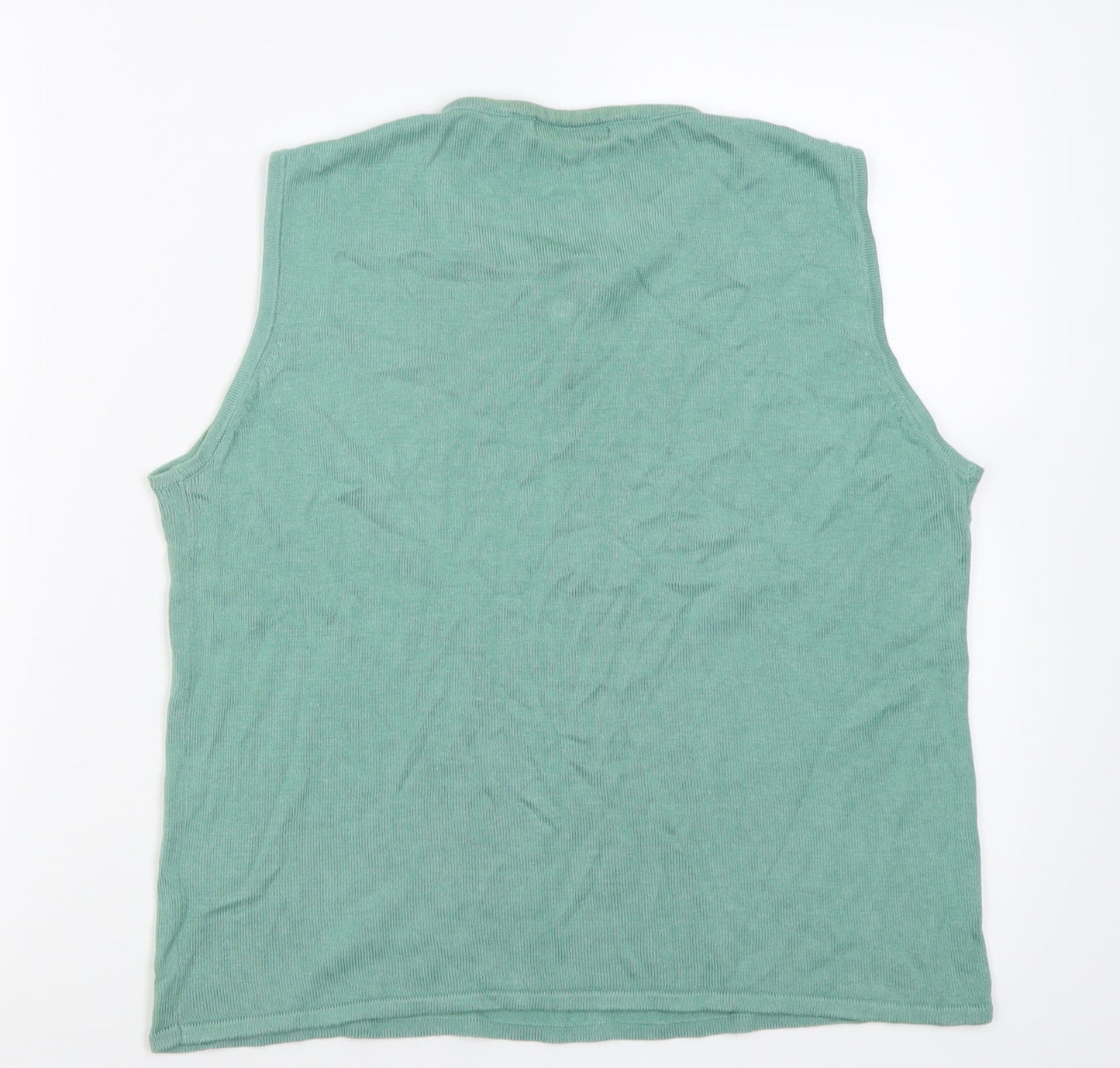 Womens UK Size 14 Preworn Green Vest Jumper