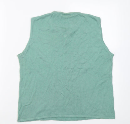 Womens UK Size 14 Preworn Green Vest Jumper