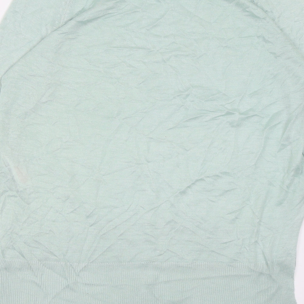 F&F Womens Green Crew Neck  Cotton Pullover Jumper Size 12