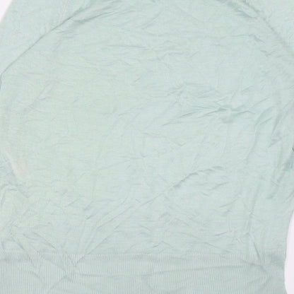 F&F Womens Green Crew Neck  Cotton Pullover Jumper Size 12