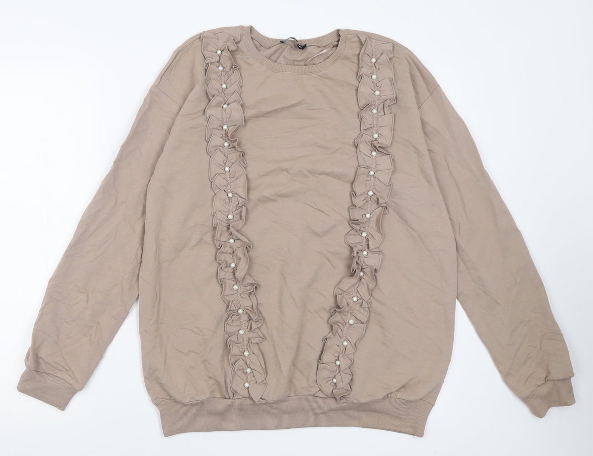 Additional front view of Select women’s brown cotton pullover sweatshirt, size S, pullover