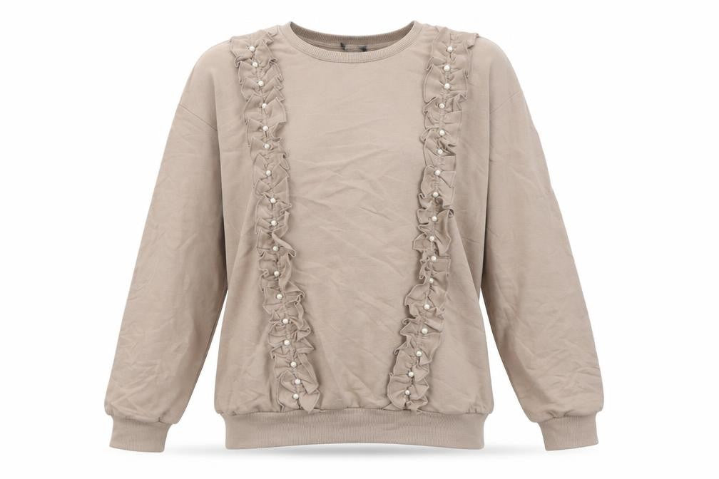 Front view of Select women’s brown cotton pullover sweatshirt, size S, pullover