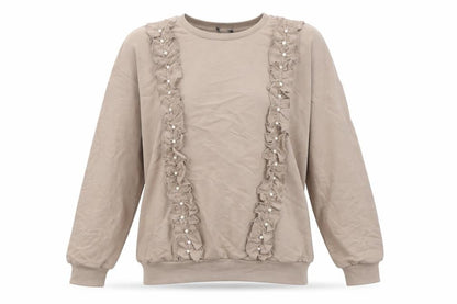 Front view of Select women’s brown cotton pullover sweatshirt, size S, pullover