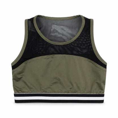Front view of Miss e-vie girls’ green polyester cropped tank, size 9-10, years round neck pullover