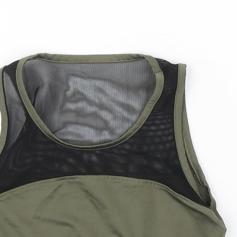 Miss e-vie Girls Green  Polyester Cropped Tank Size 9-10 Years Round Neck Pullover