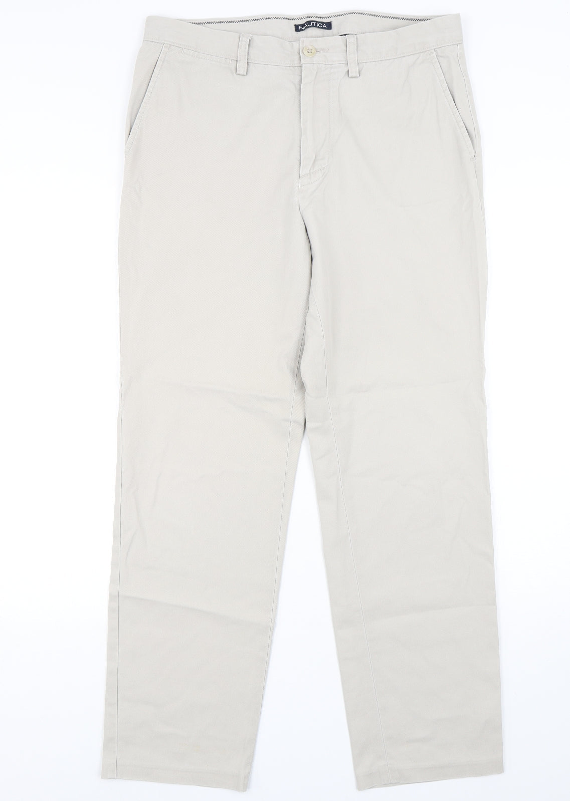Nautica Womens Beige  Cotton Chino Trousers Size 32 L30 in Regular Button