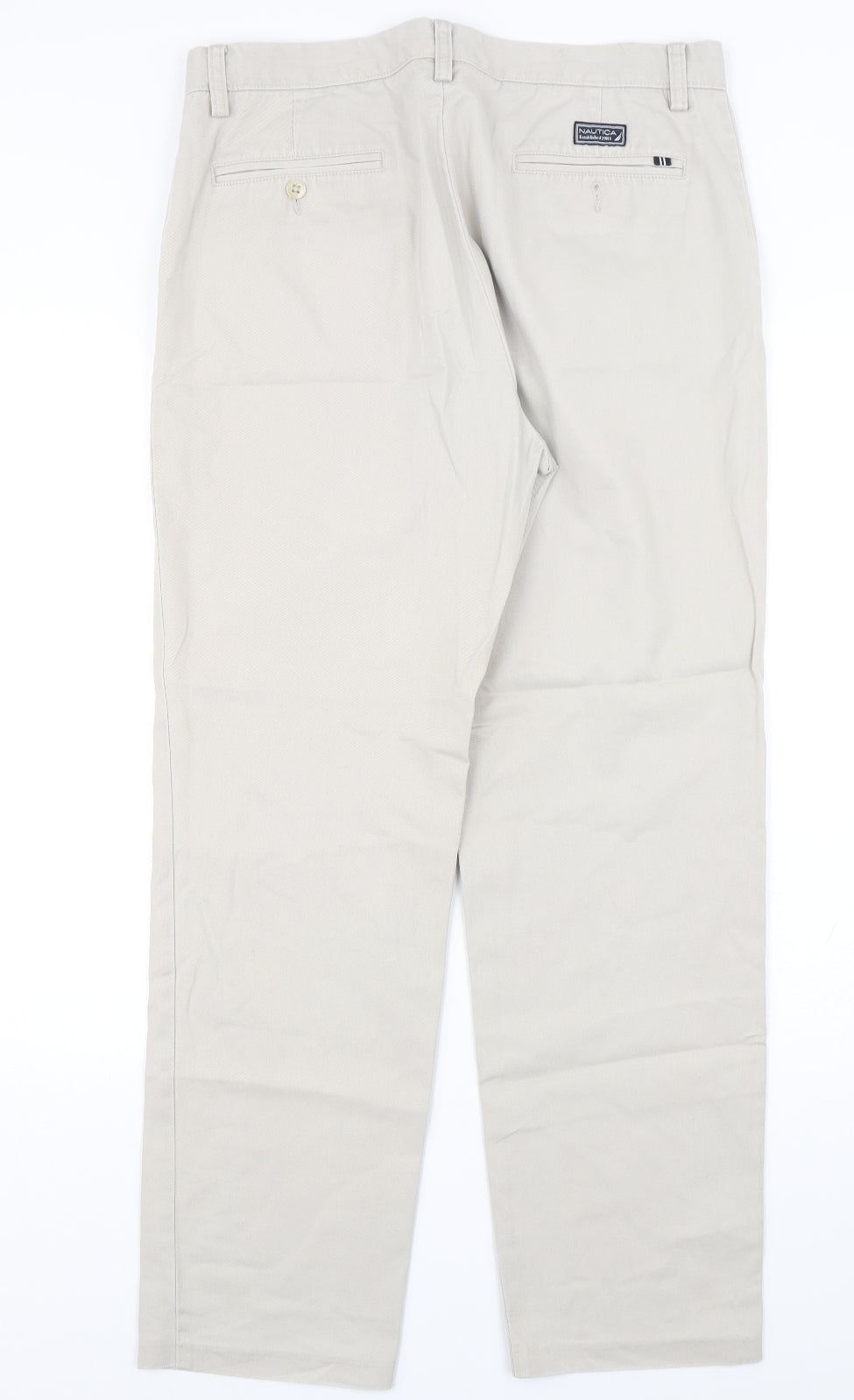 Nautica Womens Beige  Cotton Chino Trousers Size 32 L30 in Regular Button