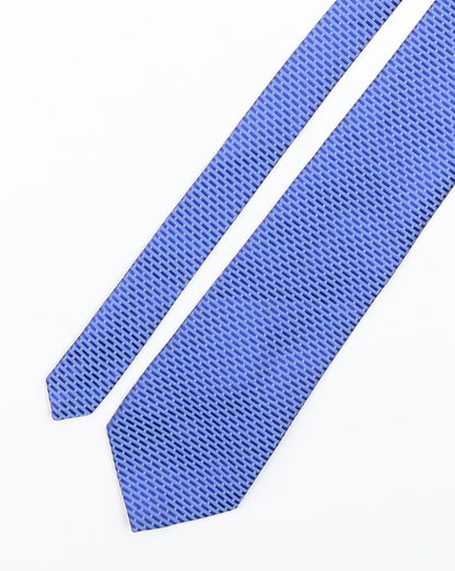 Marks and Spencer Mens Blue Striped Polyester Pointed Tie One Size