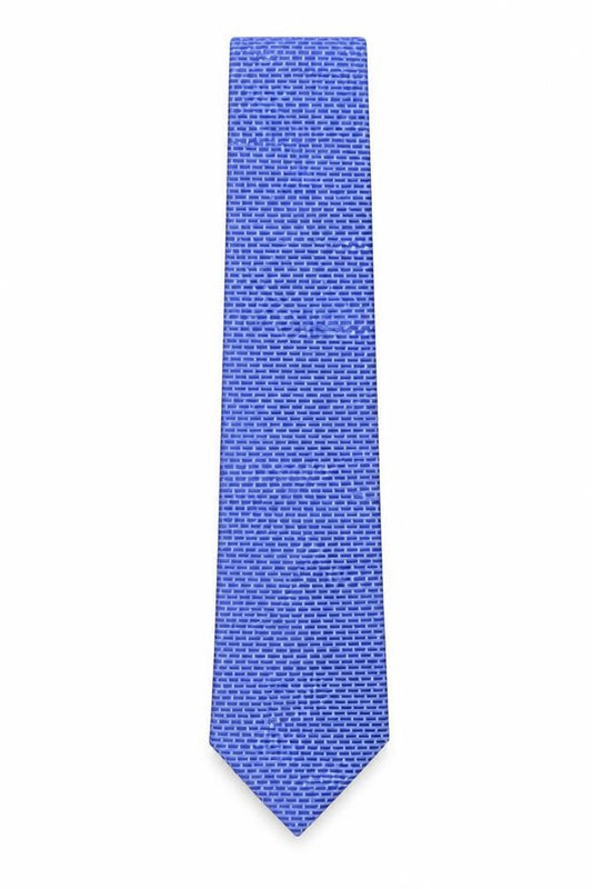 Front view of Marks & Spencer men’s blue striped polyester pointed tie one size