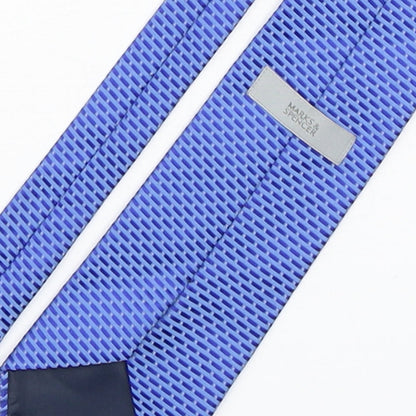 Marks and Spencer Mens Blue Striped Polyester Pointed Tie One Size