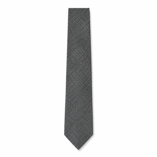 Front view of BHS men’s black plaids & checks polyester pointed tie one size