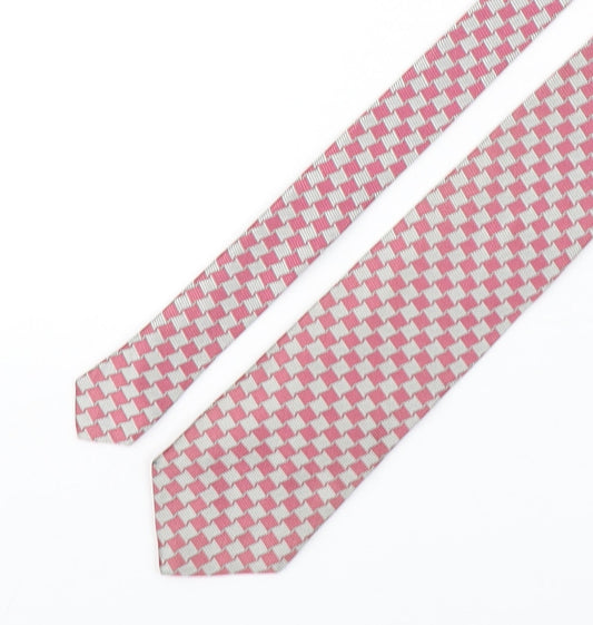 T.M. Lewin  Mens Pink Plaids & Checks Silk Pointed Tie One Size
