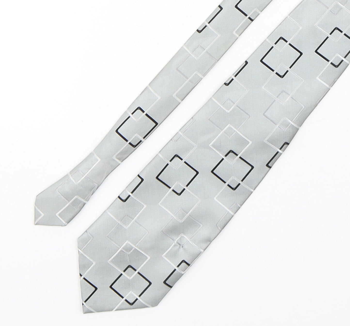 Loxley Mens Grey Geometric Polyester Pointed Tie One Size