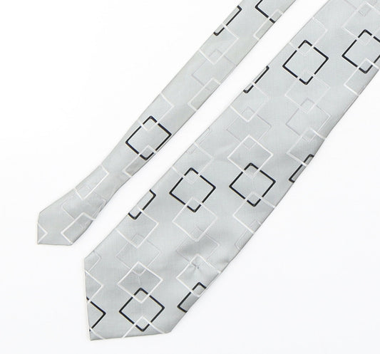 Loxley Mens Grey Geometric Polyester Pointed Tie One Size