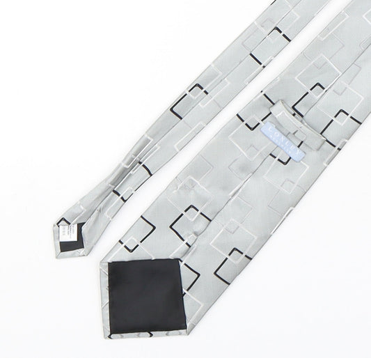 Loxley Mens Grey Geometric Polyester Pointed Tie One Size