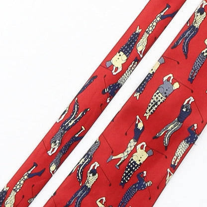 Rene Chagal Mens Red Geometric Silk Pointed Tie One Size - Golf