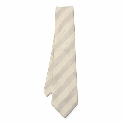 Front view of Racing Green men’s gold striped silk pointed tie one size