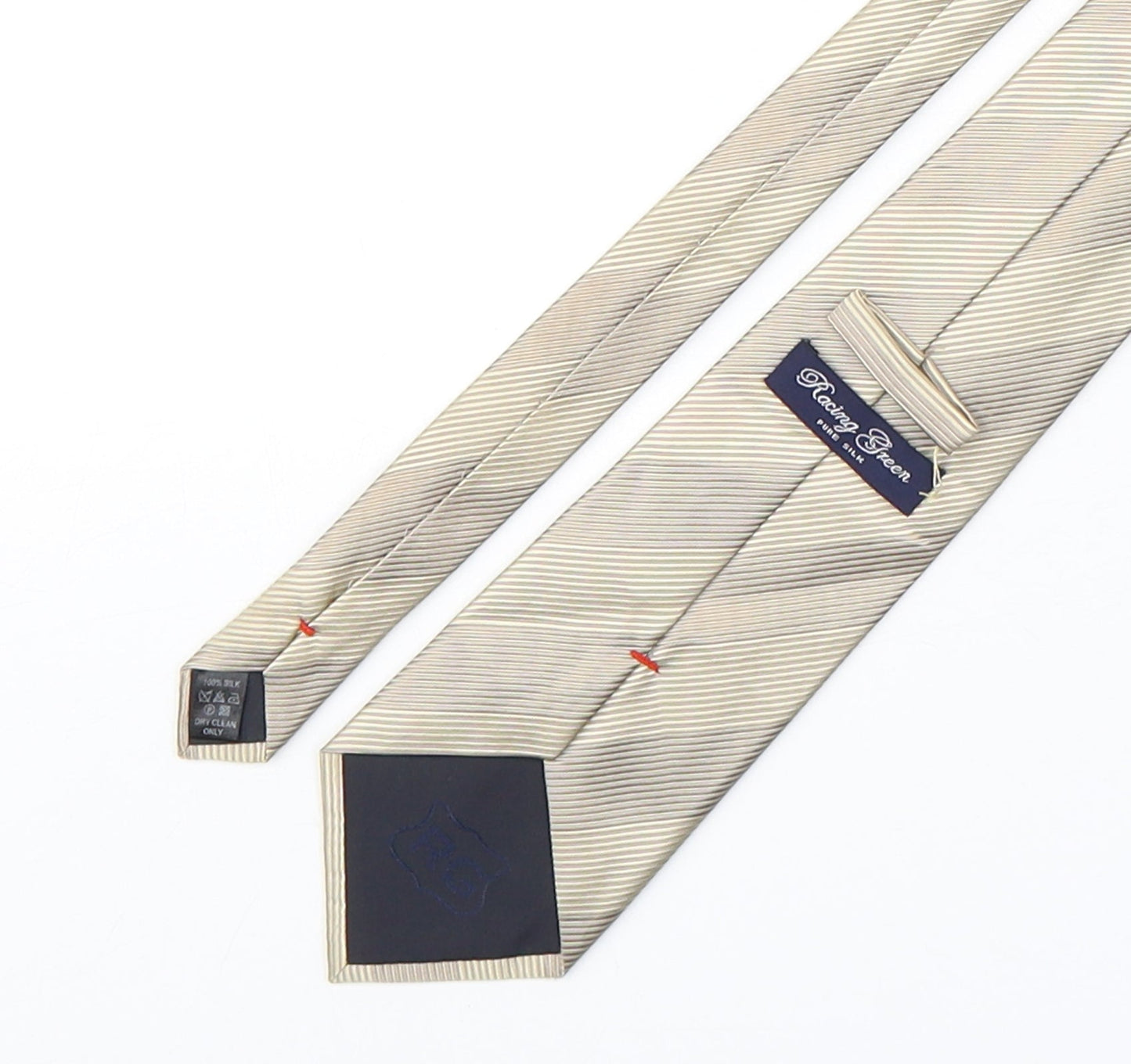 Racing Green Mens Gold Striped Silk Pointed Tie One Size