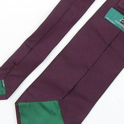 Zadi Mens Purple  Silk Pointed Tie One Size