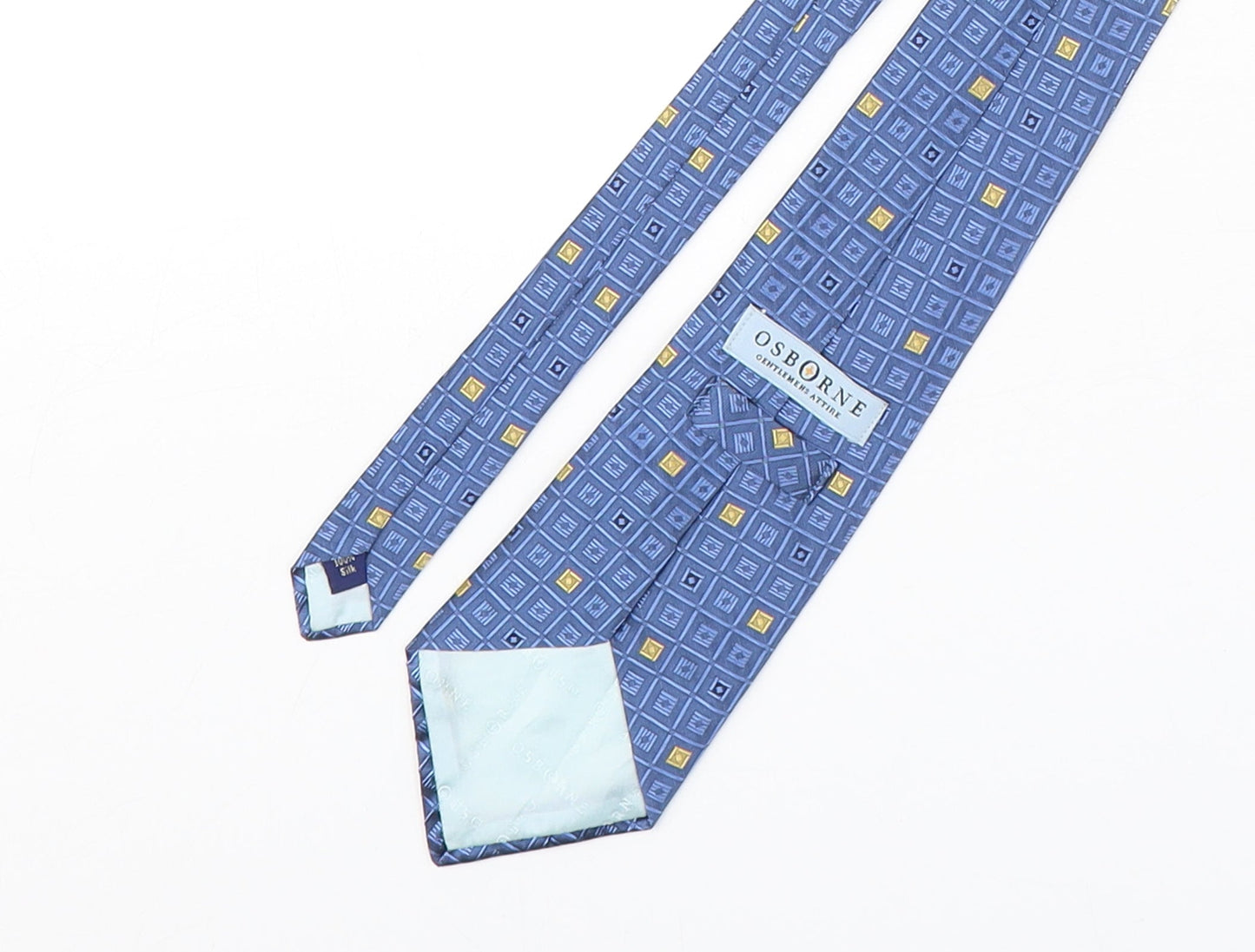 Osbourne Mens Blue Plaids & Checks Silk Pointed Tie One Size