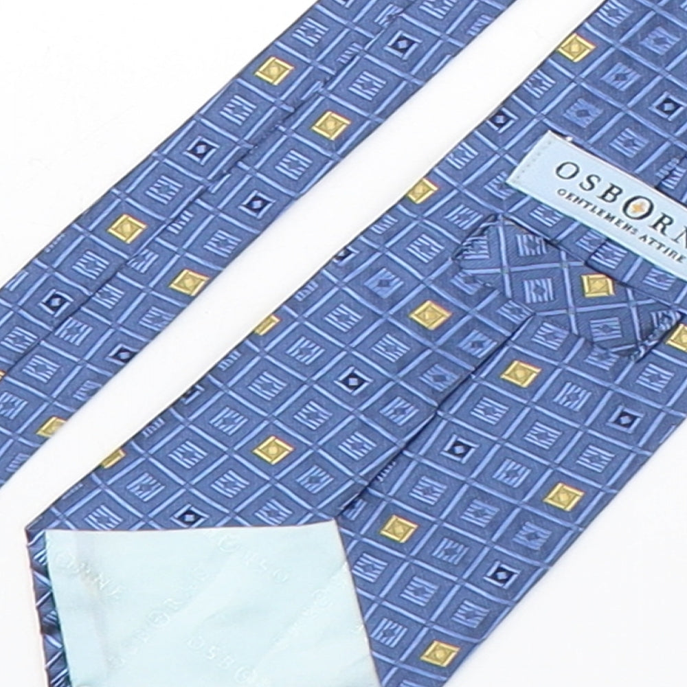 Osbourne Mens Blue Plaids & Checks Silk Pointed Tie One Size