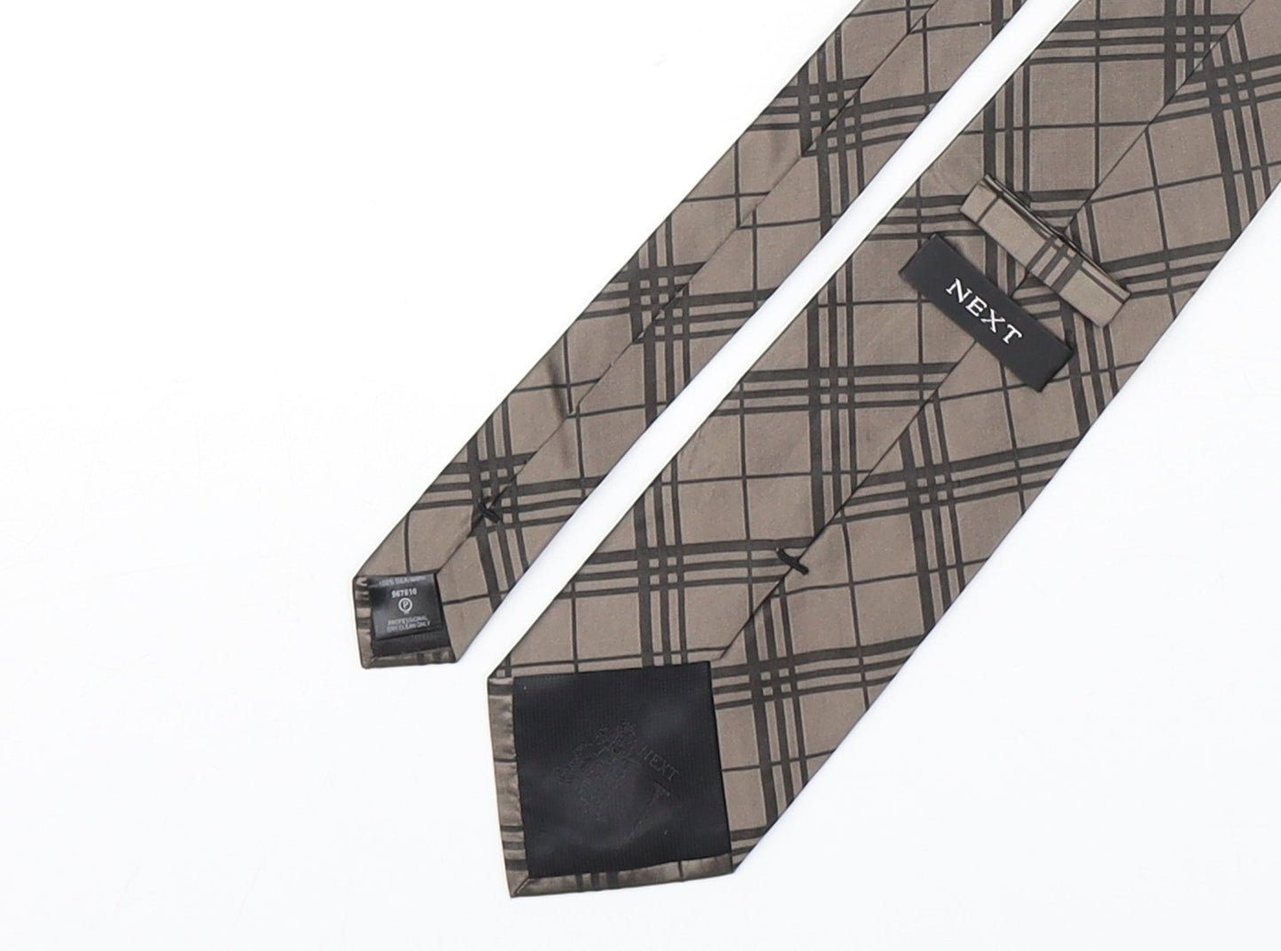 NEXT Mens Bronze Plaids & Checks Silk Pointed Tie One Size