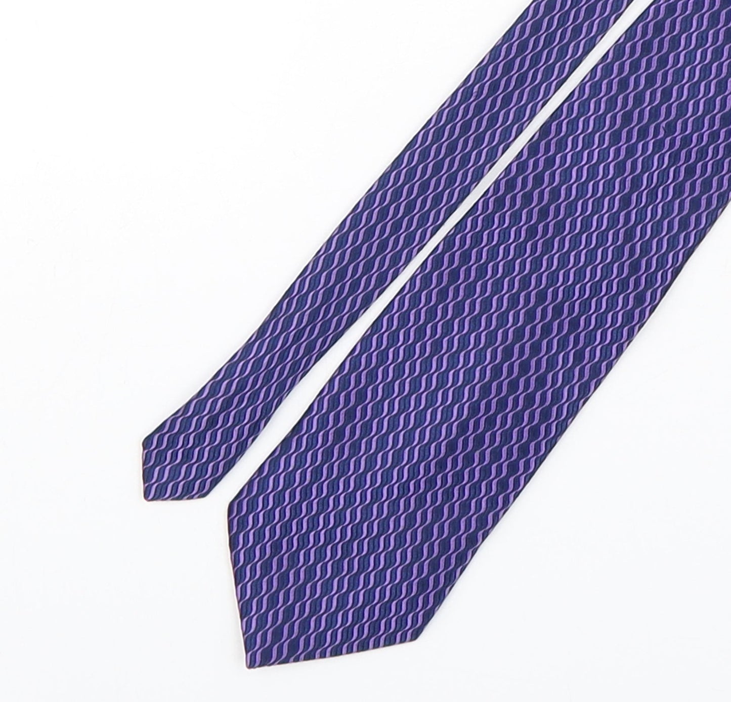 savatini Mens Purple Striped Polyester Pointed Tie One Size