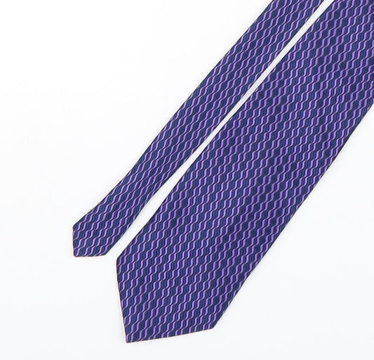 savatini Mens Purple Striped Polyester Pointed Tie One Size