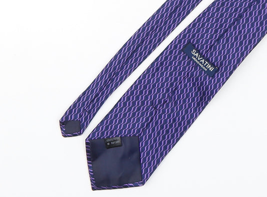 savatini Mens Purple Striped Polyester Pointed Tie One Size