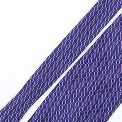 savatini Mens Purple Striped Polyester Pointed Tie One Size