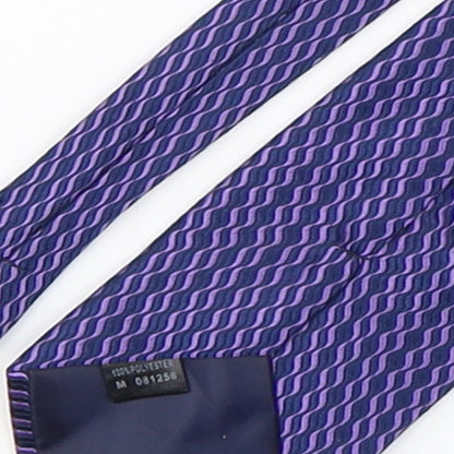 savatini Mens Purple Striped Polyester Pointed Tie One Size