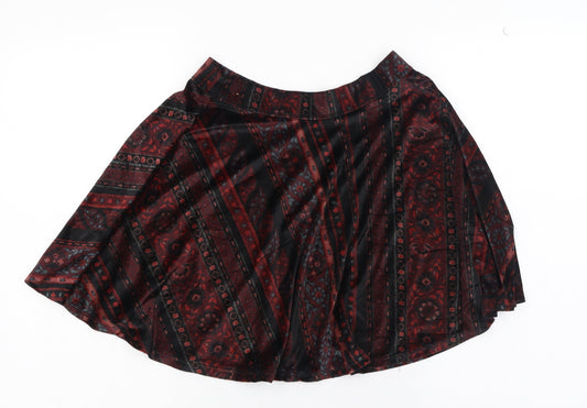 Hollister Womens Red Floral Polyester Skater Skirt Size S