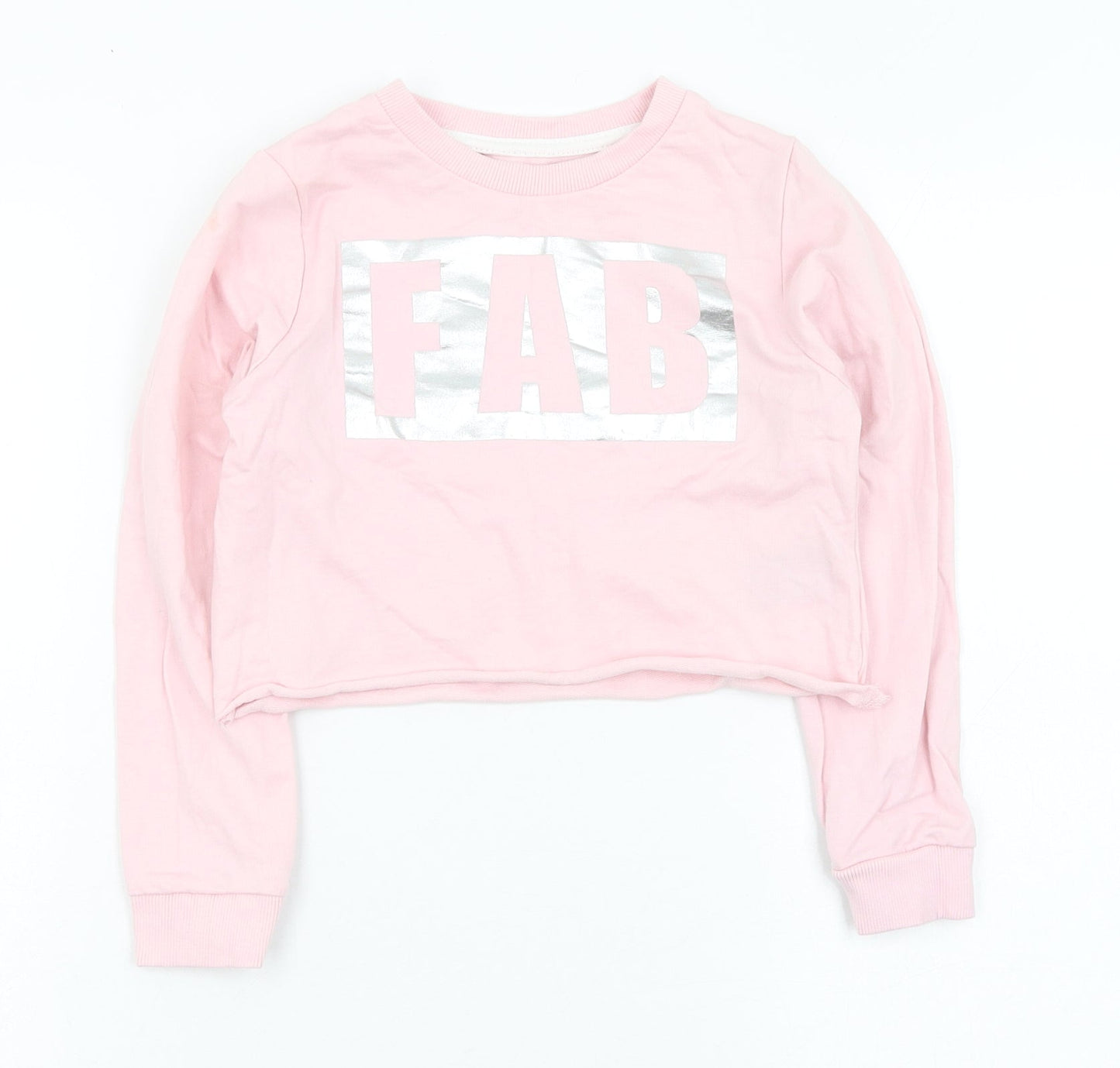 Pep&co Girls Pink  Cotton Pullover Sweatshirt Size 5-6 Years  Pullover - Fab