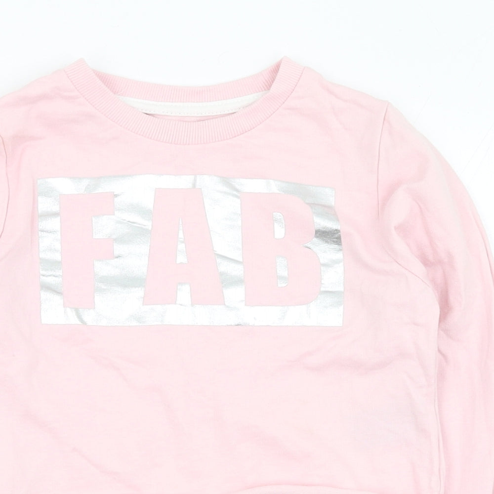 Pep&co Girls Pink  Cotton Pullover Sweatshirt Size 5-6 Years  Pullover - Fab