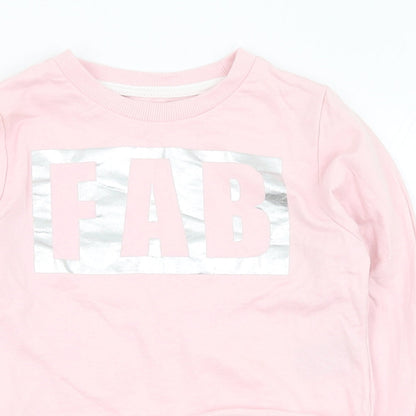 Pep&co Girls Pink  Cotton Pullover Sweatshirt Size 5-6 Years  Pullover - Fab