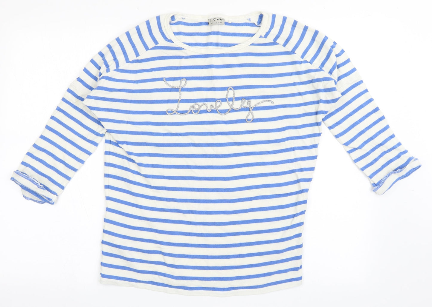 NEXT Girls White Striped 100% Cotton Pullover Sweatshirt Size 10 Years  Pullover - Lovely