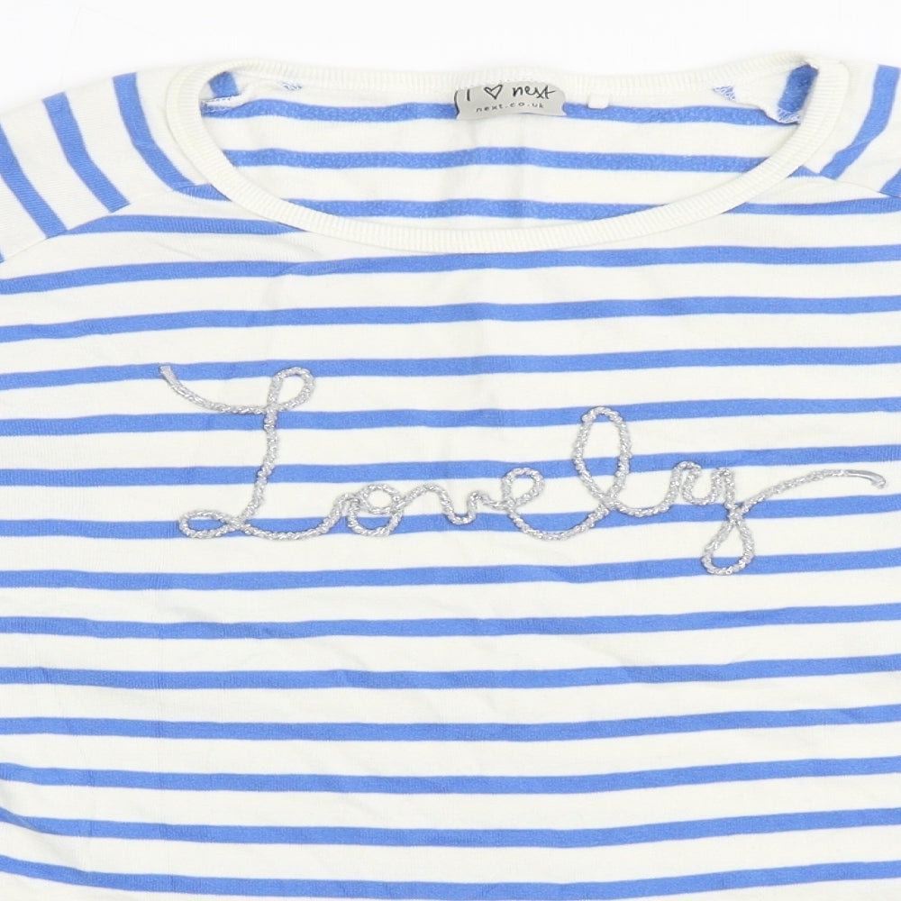 NEXT Girls White Striped 100% Cotton Pullover Sweatshirt Size 10 Years  Pullover - Lovely