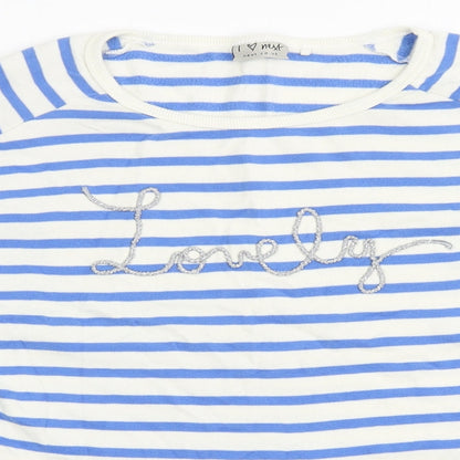 NEXT Girls White Striped 100% Cotton Pullover Sweatshirt Size 10 Years  Pullover - Lovely