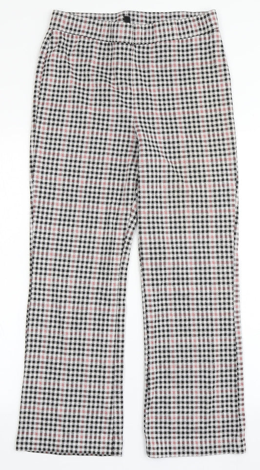 Divided by H&M Womens Grey Check Polyester Trousers  Size M L25 in Regular