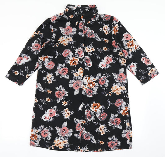 Womens UK Size 14 Chemistry Black Basic Button-Up