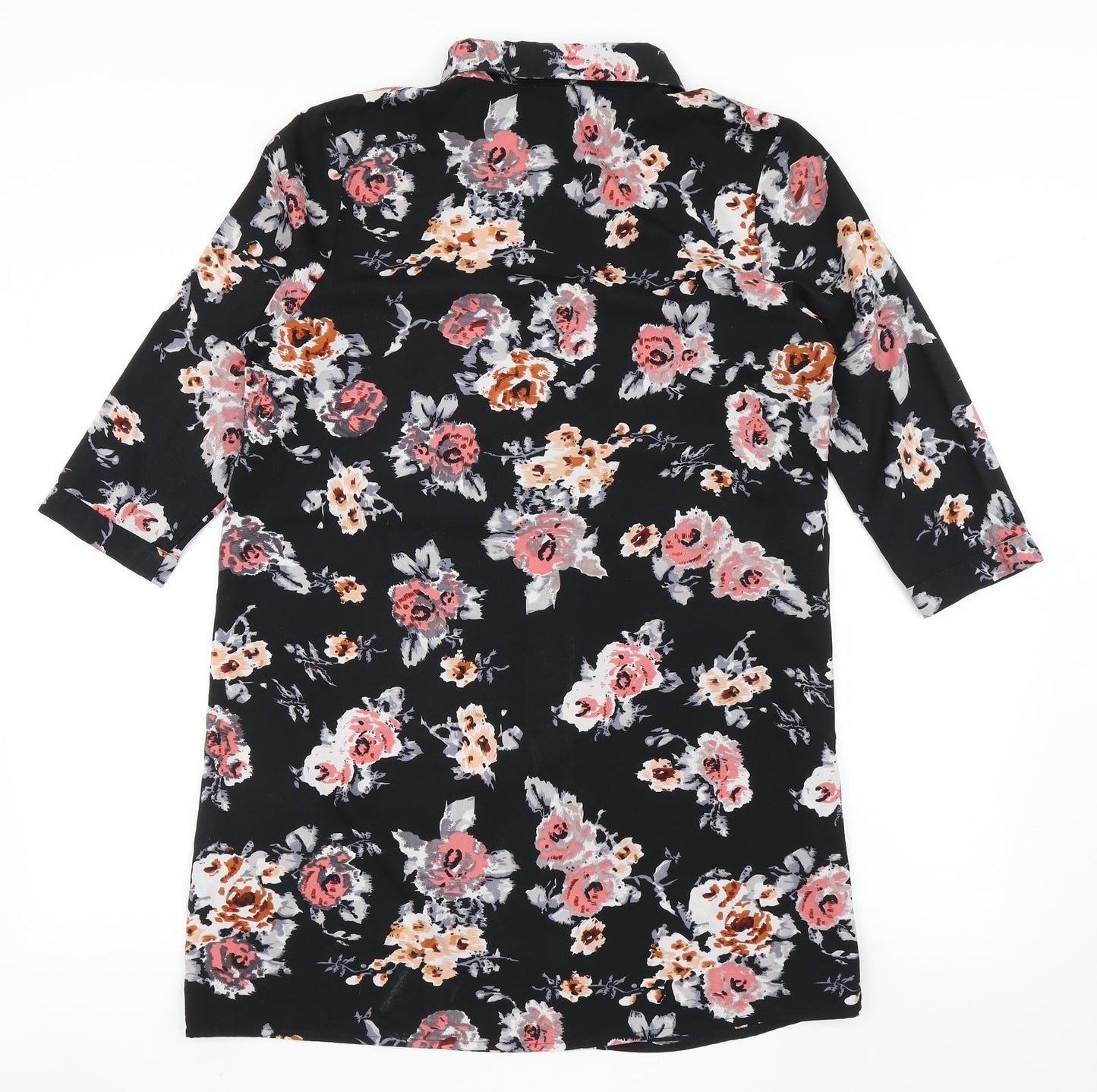 Womens UK Size 14 Chemistry Black Basic Button-Up
