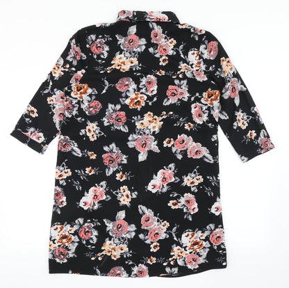 Womens UK Size 14 Chemistry Black Basic Button-Up