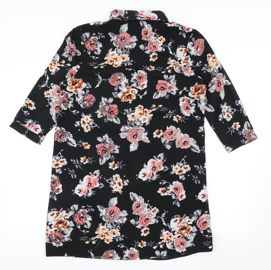 Womens UK Size 14 Chemistry Black Basic Button-Up