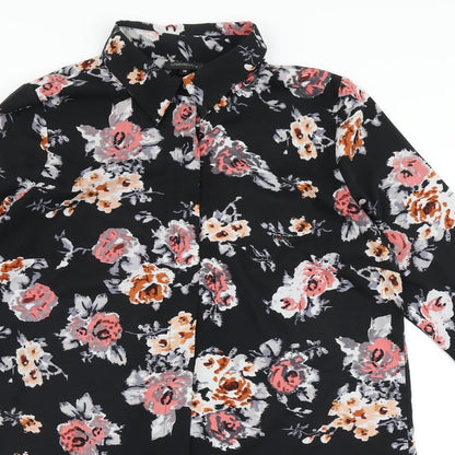 Womens UK Size 14 Chemistry Black Basic Button-Up