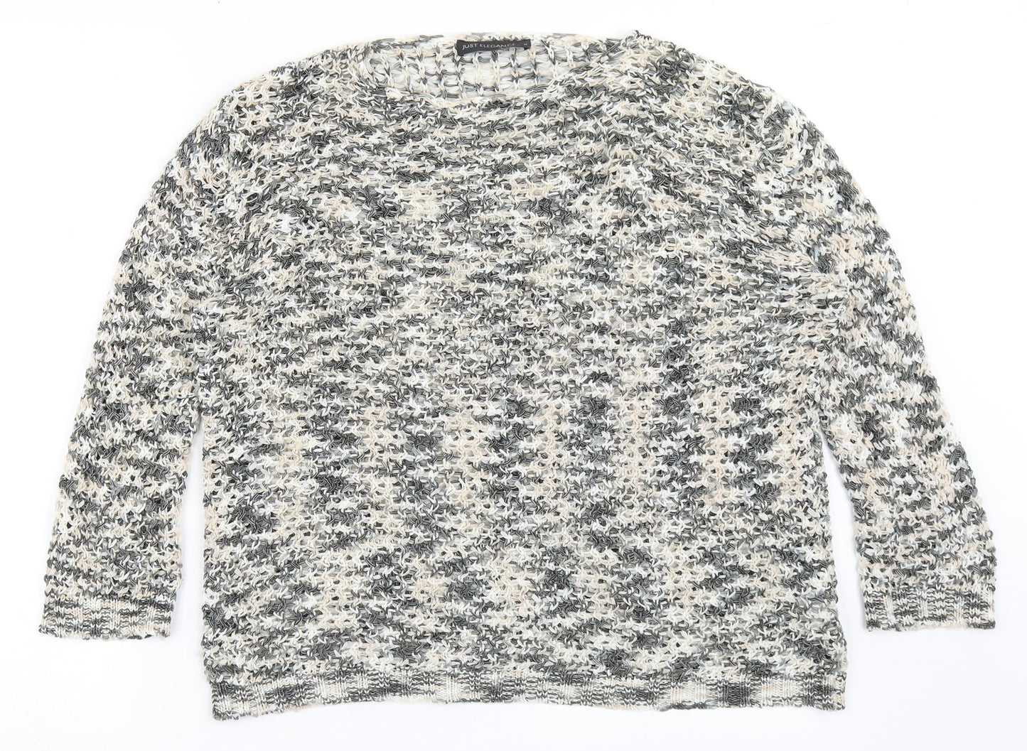 Just Elegance Womens Multicoloured Round Neck  Acrylic Pullover Jumper Size M