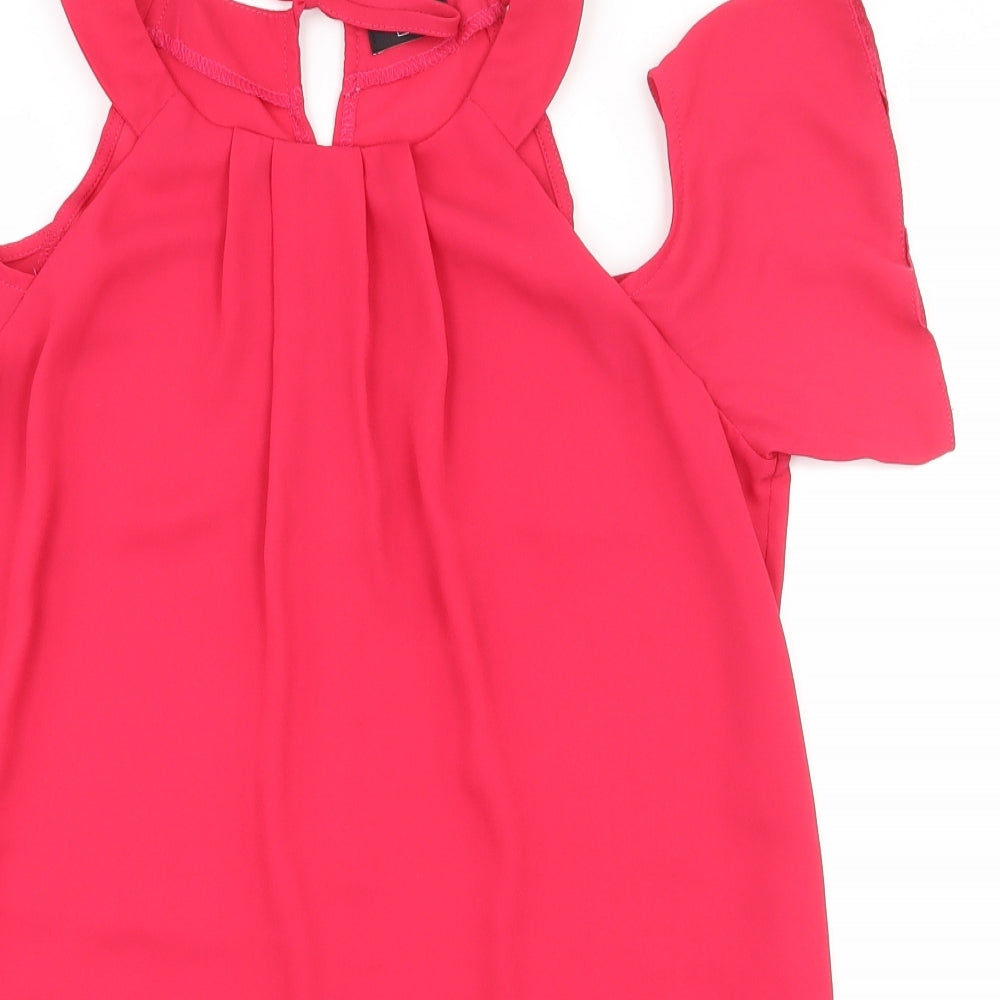 F&F Womens Pink  Polyester Basic Blouse Size 10 Round Neck - Asymmetric