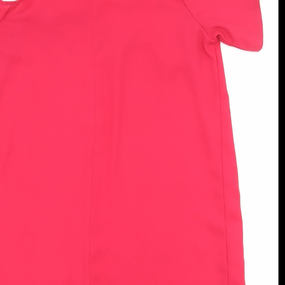 F&F Womens Pink  Polyester Basic Blouse Size 10 Round Neck - Asymmetric