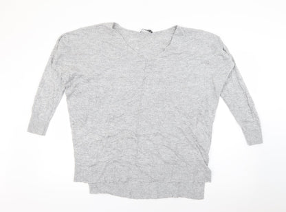 Primark Womens Grey V-Neck  Viscose Pullover Jumper Size S